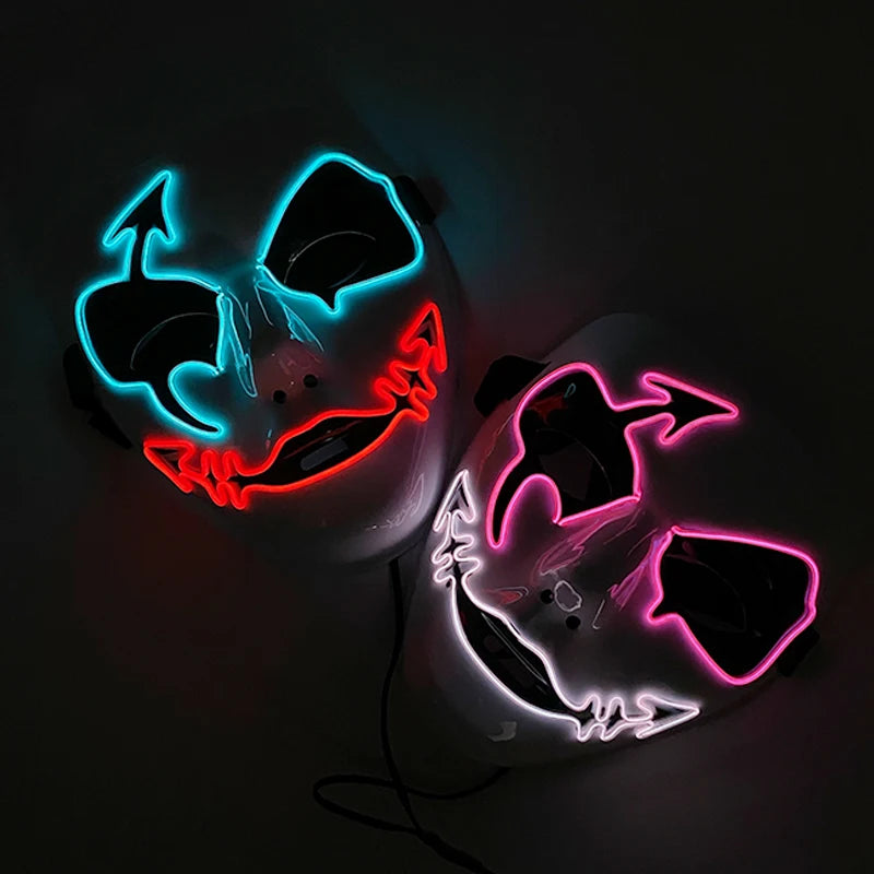 Nueva Máscara de Hilo EL de Neón Colorido, Máscara LED Iluminada, Máscara de Halloween, Mascarada, Máscara Luminosa LED, Disfraz y Decoración de Halloween