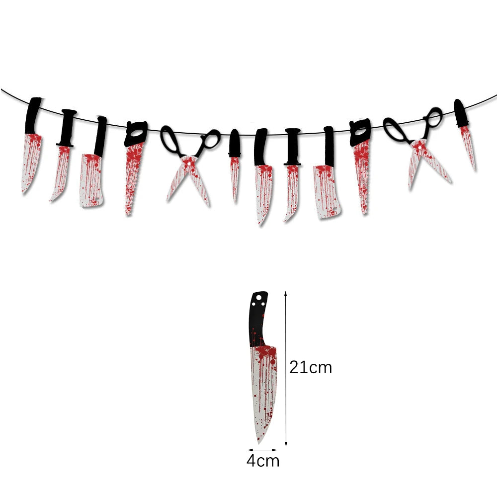 Banner de terror para Halloween, con Manos y Pies Sangrientos, Calaveras y Esqueletos, Adorno Colgante de Terror, Decoración de Halloween 2025