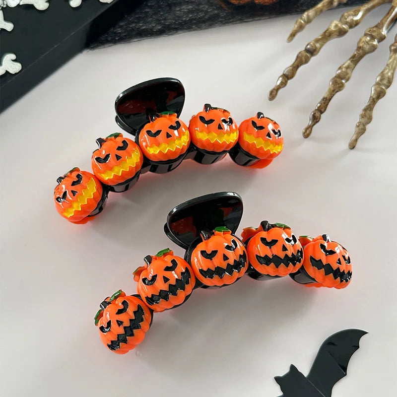 Divertida Pinza de Calabaza para el Cabello de Halloween 2025, Gran Clip para Recoger el Pelo en la Parte Trasera, Accesorio de Fiesta con Diseño Personalizado 🎃