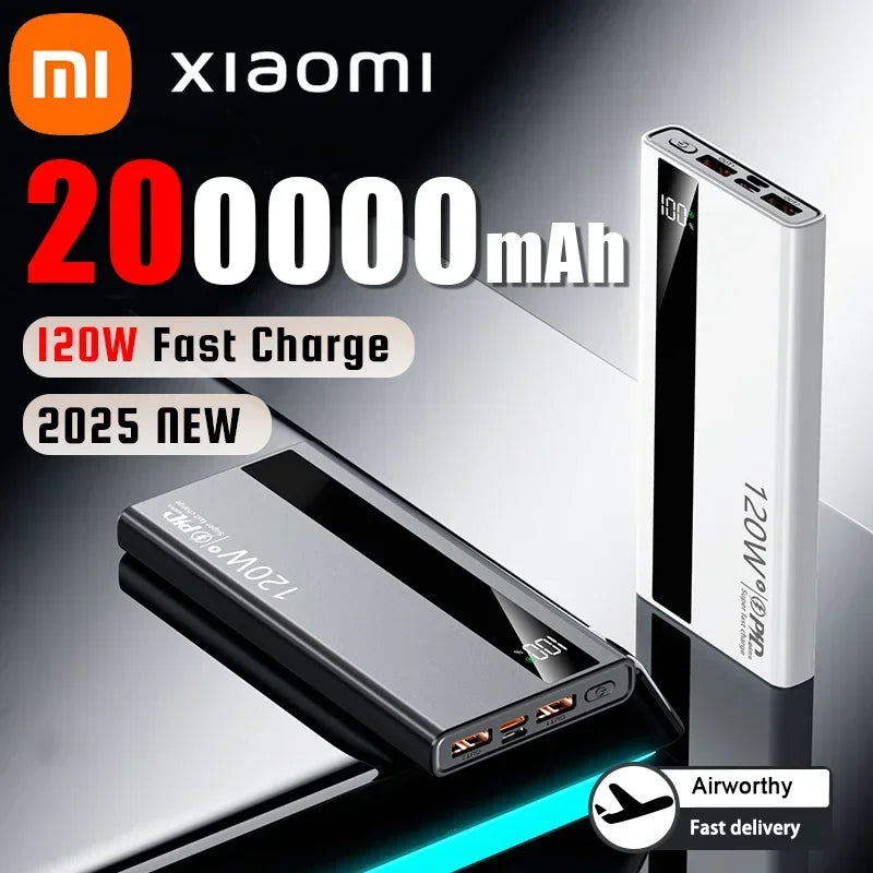 Xiiaomi Power Bank 200000mAh, Carga Súper Rápida 120W, Batería Externa de Gran Capacidad con Pantalla Digital, Cargador para todos los dispositivos