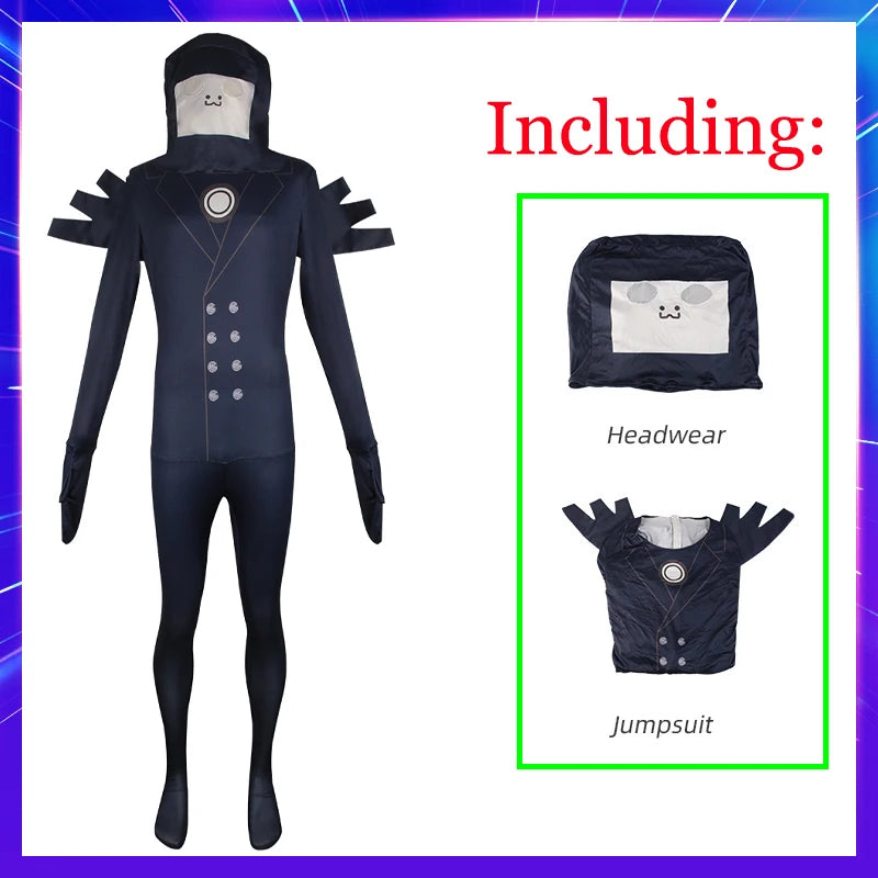 New Game Skibidi Toilet Cosplay Costume Speaker TV Camcorderman Monitor Jumpsuit Adult Kid Halloween Canival Party Mask Bodysuit