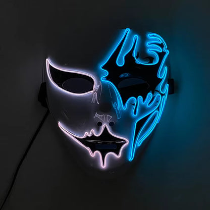 LED Hand-Painted Mask Halloween Carnival Masquerade Cosplay Horror Accessory Men'S Mask Weird Face Mask Glowing Mascara Disfraz