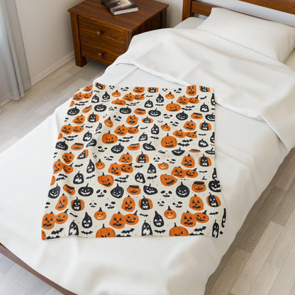 Halloween Couch Throw Blanket | Halloween Blanket with Pumpkin Print | Halloween Home Decor Soft Blanket | Pumpkin Halloween Blanket
