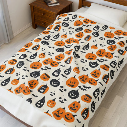 Halloween Couch Throw Blanket | Halloween Blanket with Pumpkin Print | Halloween Home Decor Soft Blanket | Pumpkin Halloween Blanket