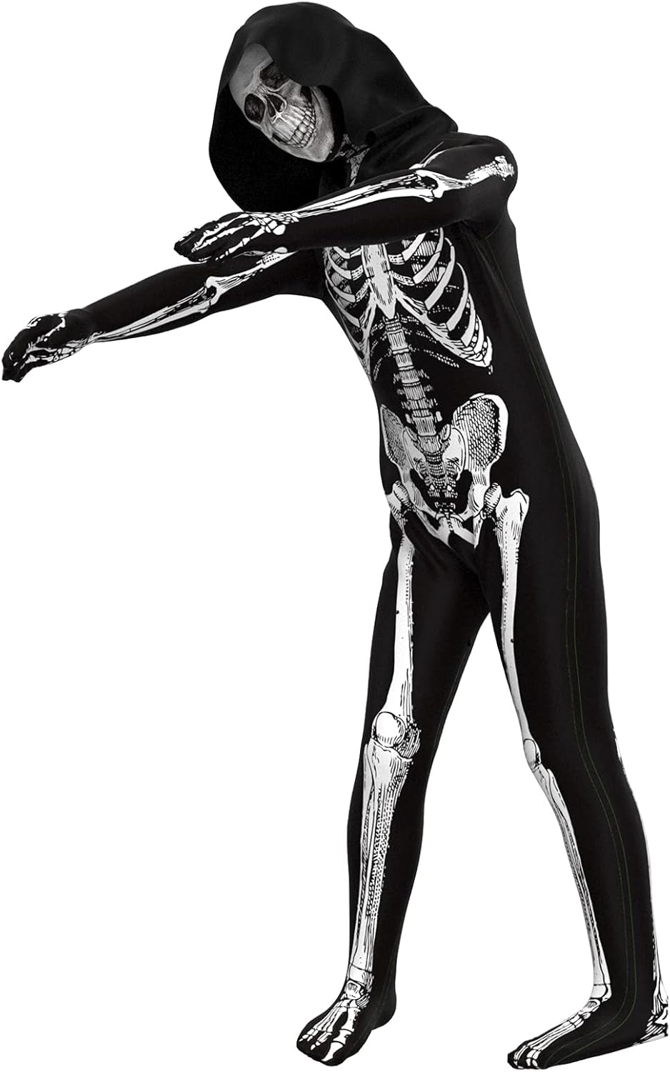 ' Unisex Jumpsuit - Scary Black and White Halloween Jumpsuit Costume Compatible for Cos like Skeleton