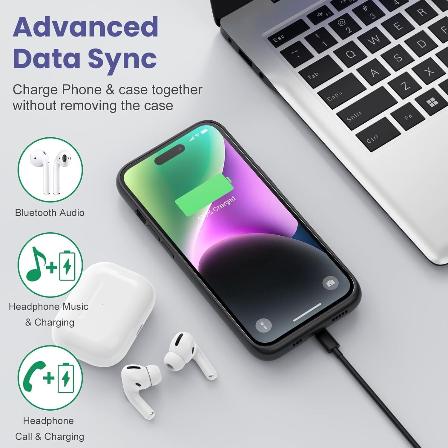 Iphone 14 Pro Max 13Pro Battery Case 8600Mah Charger Cover Power Bank Funda