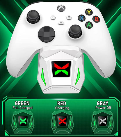 Xbox Controller Charger Station, Charging Dock with 2 X5520Mwh (2550Mah)Rechargeable Battery Pack for Xbox Series S/Xbox One X/One S/Xbox Elite/ Xbox Series X Controller,White