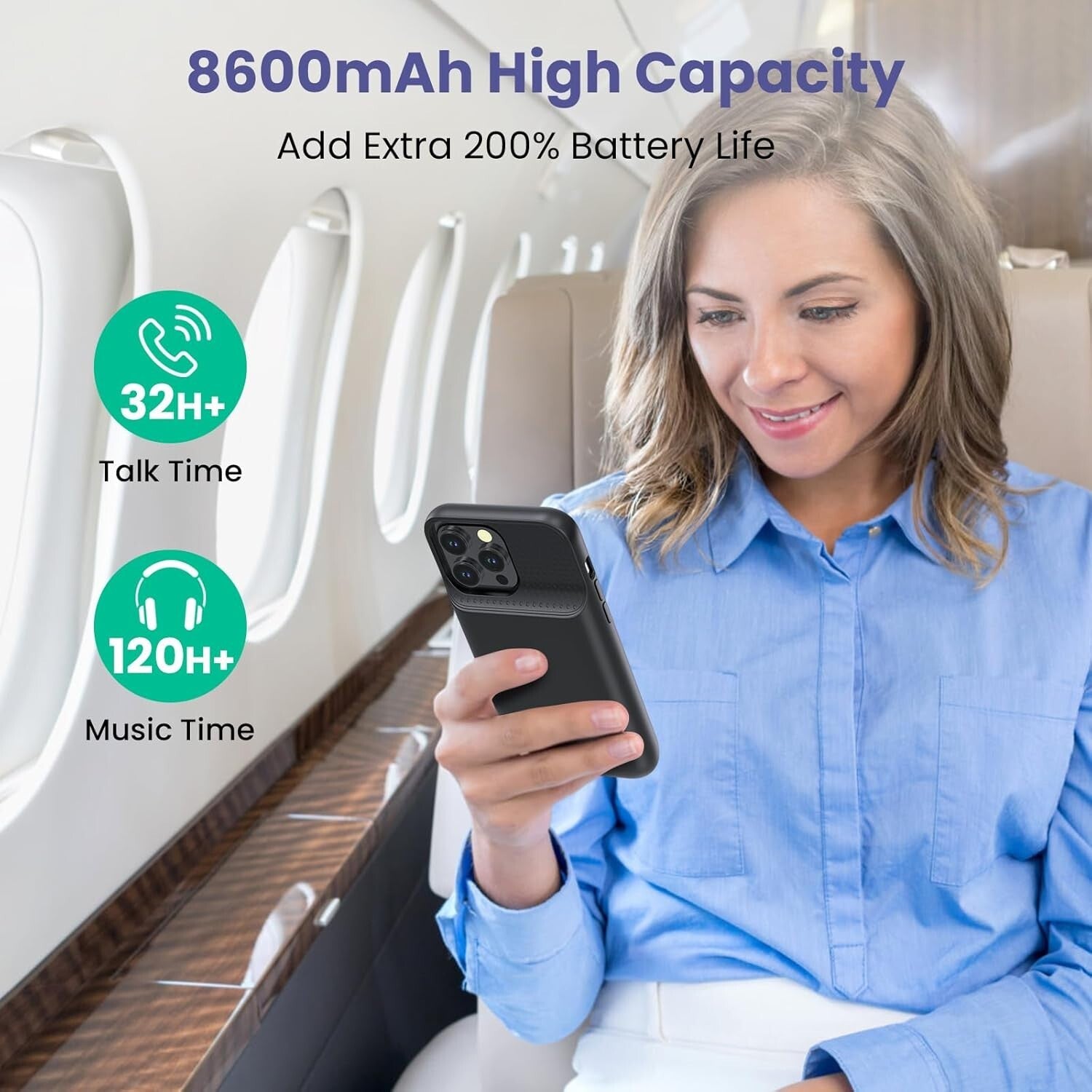 Iphone 14 Pro Max 13Pro Battery Case 8600Mah Charger Cover Power Bank Funda