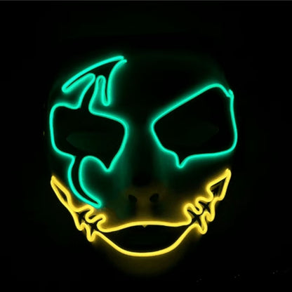 LED Hand-Painted Mask Halloween Carnival Masquerade Cosplay Horror Accessory Men'S Mask Weird Face Mask Glowing Mascara Disfraz