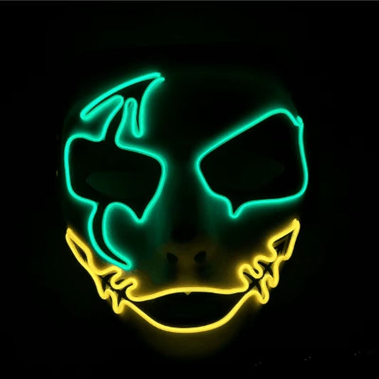 LED Hand-Painted Mask Halloween Carnival Masquerade Cosplay Horror Accessory Men'S Mask Weird Face Mask Glowing Mascara Disfraz