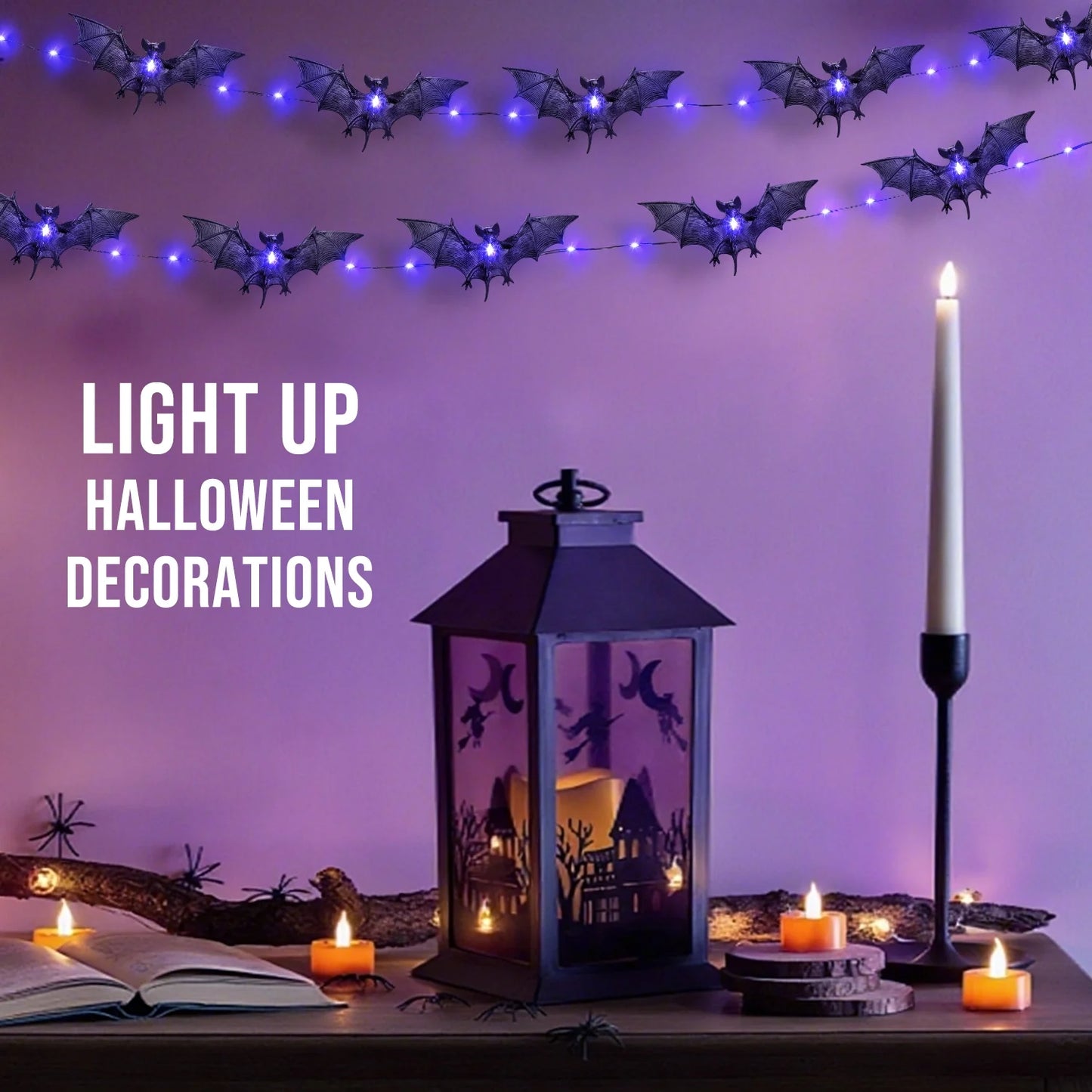 Bats Halloween Lights, 9.8FT 30 LED Halloween String Lights for Indoor Outdoor Halloween Decorations and Halloween Decor