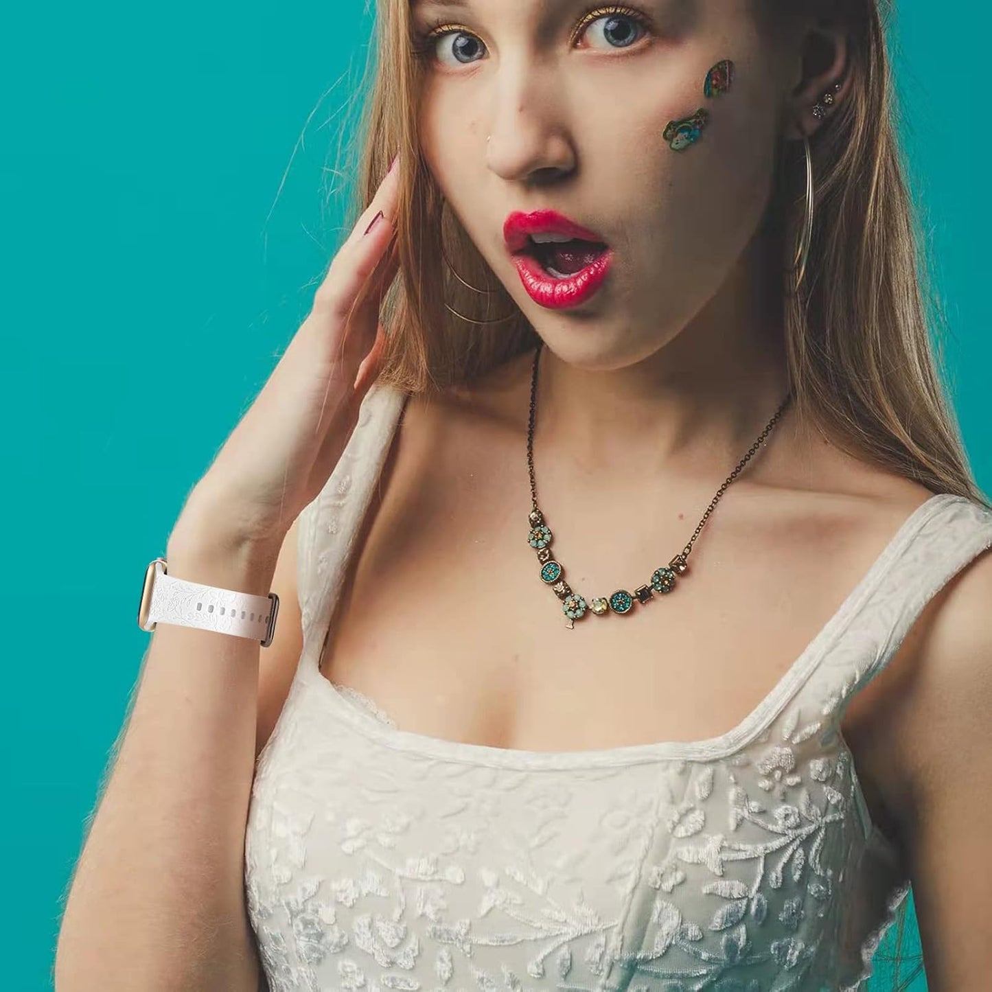 2 Pack Flower Engraved Sport Strap Compatible with Apple Watch Bands 38Mm 40Mm 41Mm, Women Floral Laser Soft Silicone Wristband Replacement Iwatch Series 10 9 8 7 6 5 4 3 2 1 SE