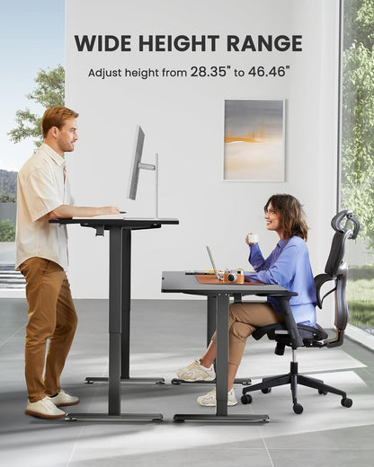 Height Adjustable Electric Standing Desk, 47.2 X 23.6 Inches Sit Stand up Desk, Memory Computer Home Office Desk with Two-Piece Desktop (Black)