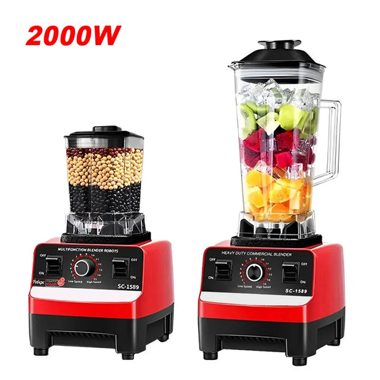 Licuadora Comercial de 2000W – Mezcladora Estacionaria de Alta Potencia, Procesador de Alimentos, Preparador de Smoothies, Jugos y Batidos para Cocina, Libre de BPA