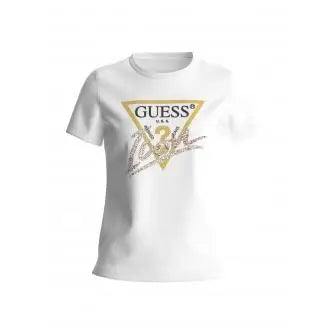 Camiseta Guess Blanca Con Estampado ICON Dorado