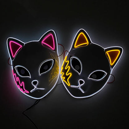 Nueva Máscara de Hilo EL de Neón Colorido, Máscara LED Iluminada, Máscara de Halloween, Mascarada, Máscara Luminosa LED, Disfraz y Decoración de Halloween