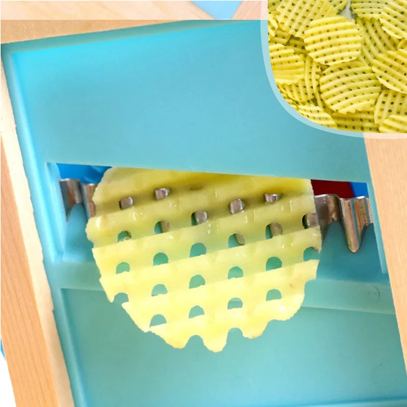 Rejilla para Papas Fritas de Acero Inoxidable – Cortador de Papas y Verduras para Cocina, Rallador o Protector de Mano, Ideal para Hogar y Cocina de Madera