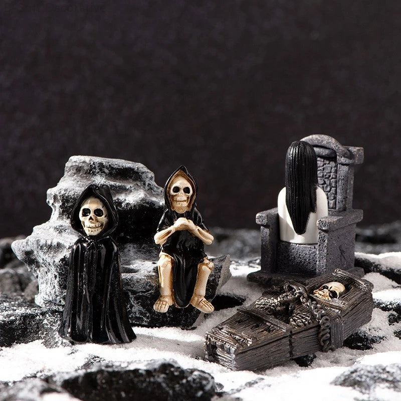 Miniaturas de Halloween 2025, Figuras de Calaveras, Adornos de Escritorio, Accesorios para el Interior del Coche, Decoración del Día de los Muertos para el Hogar u Oficina, Regalo Decorativo