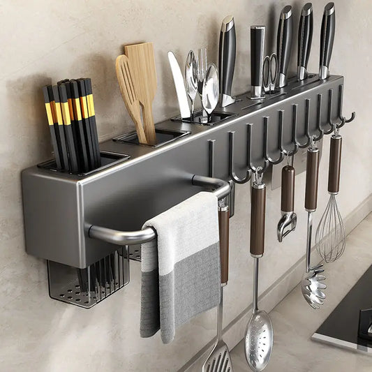 Estante de Cocina Multifuncional sin Herramientas
Organiza tu cocina de manera práctica y elegante con este estante montado en la pared. Ideal para palillos, cuchillos y utensilios de cocina, mantiene todo a mano y tu espaci
