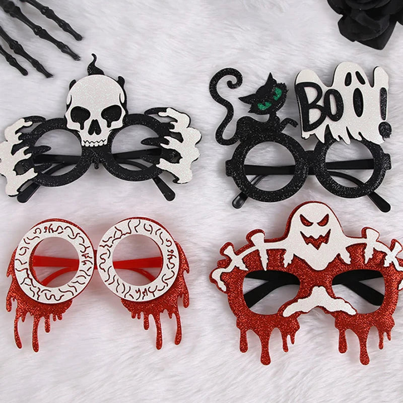 Gafas de Decoración Halloween 2025, Calabaza, Esqueleto y Bola, Marcos Divertidos con Ojos Sangrientos, Accesorios de Disfraz y Props Graciosos para Fotos de Fiesta