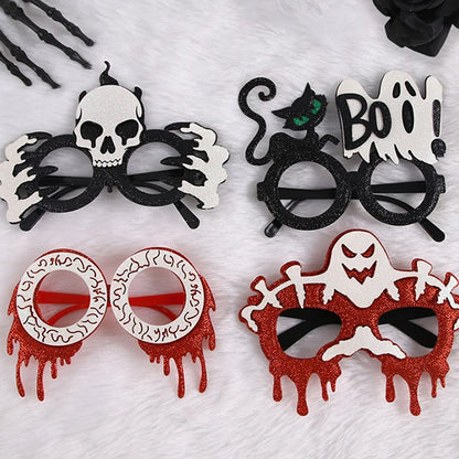 Gafas de Decoración Halloween 2025, Calabaza, Esqueleto y Bola, Marcos Divertidos con Ojos Sangrientos, Accesorios de Disfraz y Props Graciosos para Fotos de Fiesta