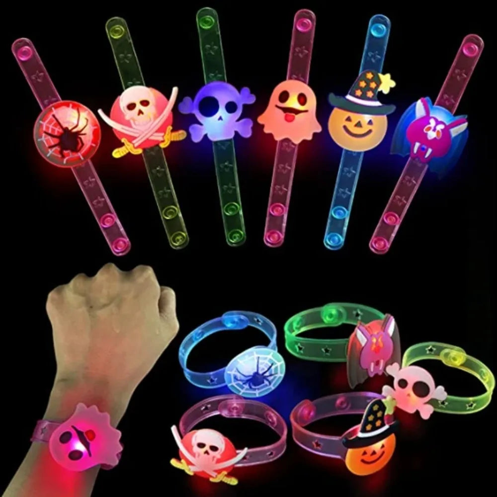 12-36 Piezas de Pulseras y Anillos Luminosos para Halloween, Juguetes para Niños, Accesorios de Fiesta, Decoración de Halloween, Regalos para Niños, Relleno para Piñatas