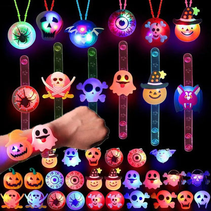 12-36 Piezas de Pulseras y Anillos Luminosos para Halloween, Juguetes para Niños, Accesorios de Fiesta, Decoración de Halloween, Regalos para Niños, Relleno para Piñatas