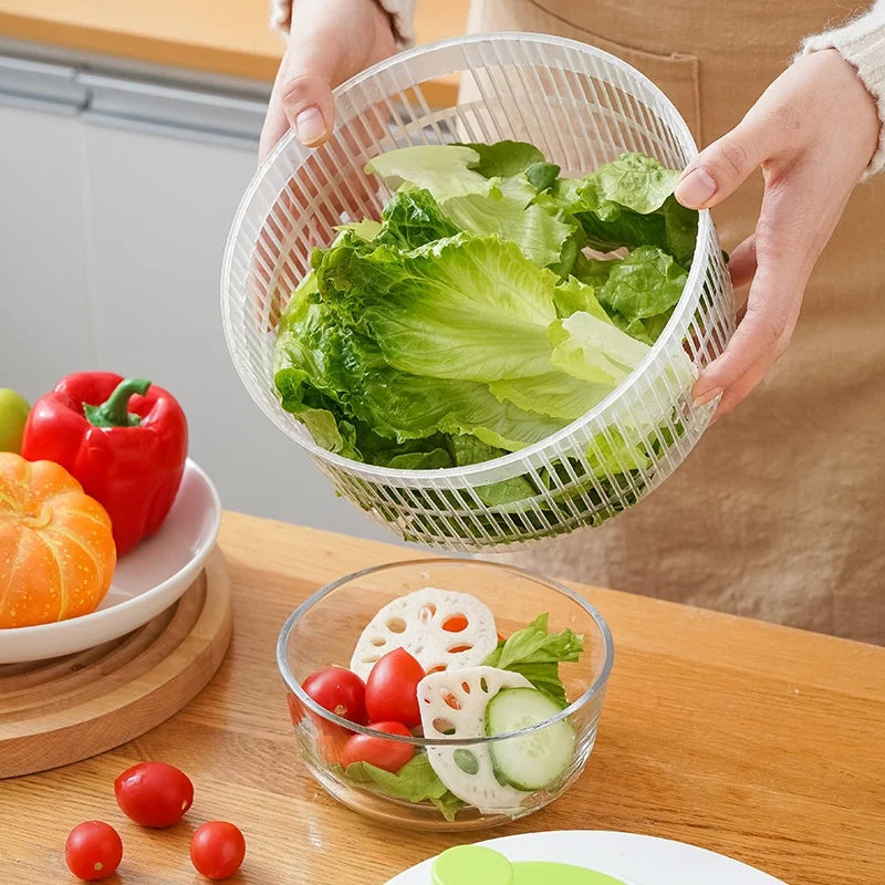 Deshidratador Manual de Verduras Multifuncional – Centrifugadora de Ensaladas con Cesta para Escurrir Frutas y Lechuga | Gadget Práctico para el Hogar y la Cocina