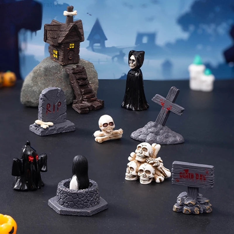 Miniaturas de Halloween 2025, Figuras de Calaveras, Adornos de Escritorio, Accesorios para el Interior del Coche, Decoración del Día de los Muertos para el Hogar u Oficina, Regalo Decorativo