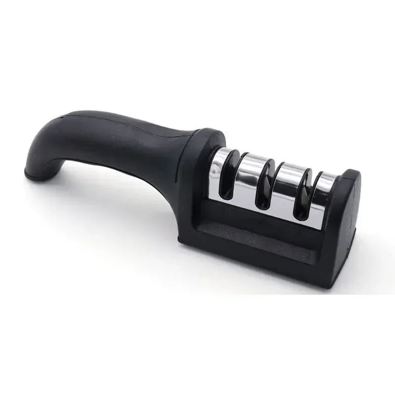 Afilador de Cuchillos de 3 Etapas – Afilador de Cocina de Acero Inoxidable, Piedra de Afilar Multifunción para Herramientas de Cocina