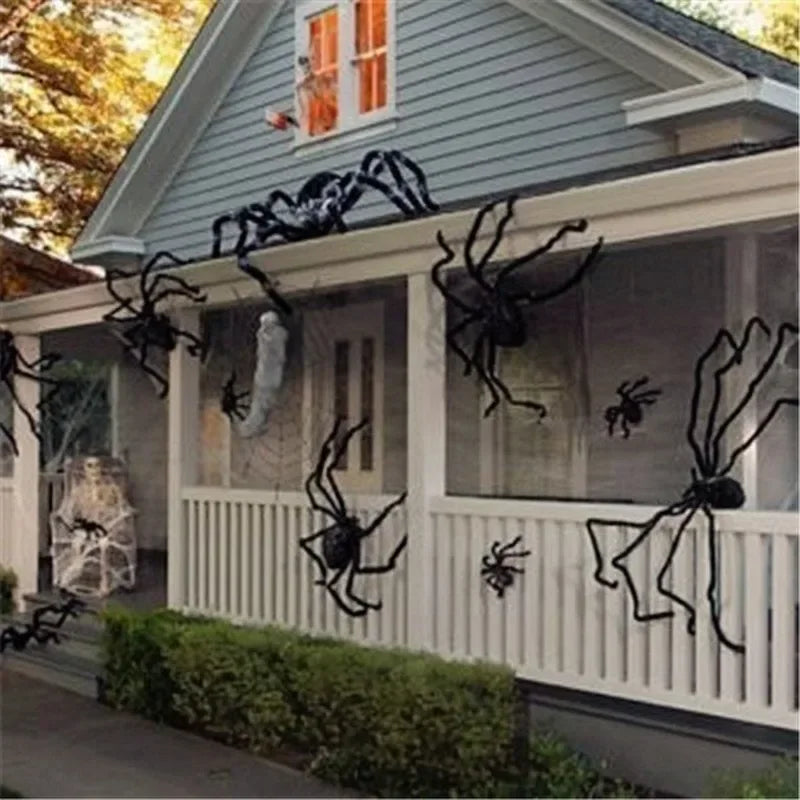Decoración de Araña Negra Gigante para Halloween de 30cm/50cm/75cm/90cm/125cm/150cm/200cm, Accesorio para Casa Embrujada, Decoración Interior y Exterior