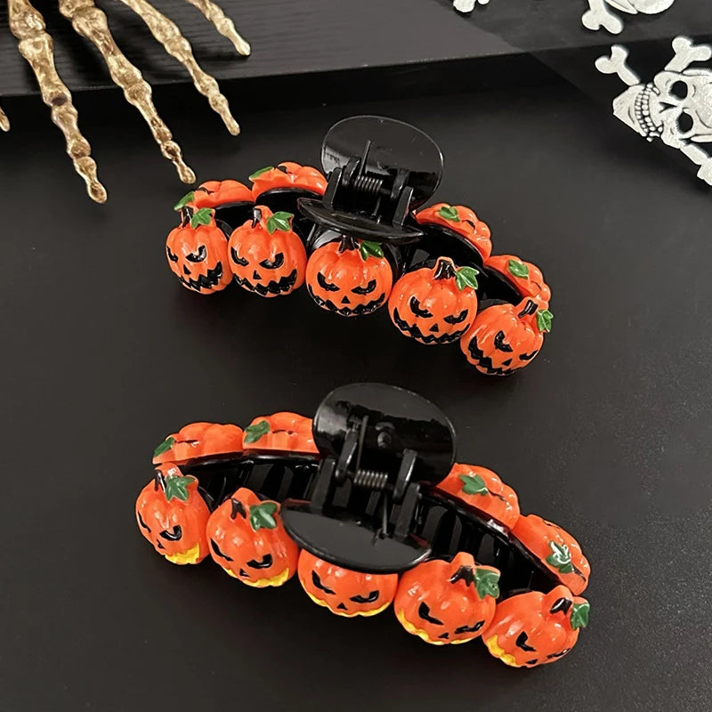 Divertida Pinza de Calabaza para el Cabello de Halloween 2025, Gran Clip para Recoger el Pelo en la Parte Trasera, Accesorio de Fiesta con Diseño Personalizado 🎃