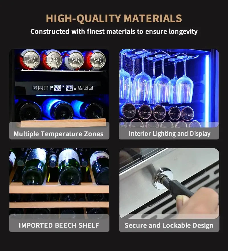 Electrodoméstico Inteligente de Cocina – Mini Refrigerador Negro con Puerta de Vidrio, Enfriador Eléctrico y Portátil para Vino, Personalizable con Logo