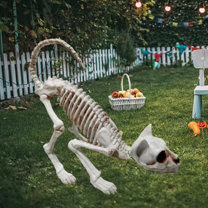 Decoración de Gato Esqueleto, Adorno de Plástico con Huesos de Animal Terrorífico, Decoración para Jardín o Patio, Ideal para Crear un Ambiente Festivo de Halloween 2025 💀🐈‍⬛