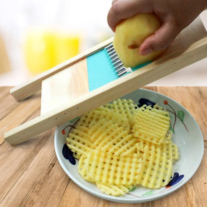 Rejilla para Papas Fritas de Acero Inoxidable – Cortador de Papas y Verduras para Cocina, Rallador o Protector de Mano, Ideal para Hogar y Cocina de Madera