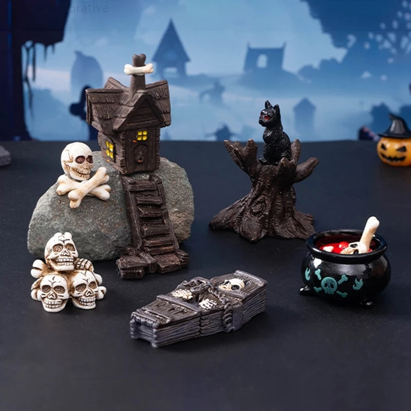Miniaturas de Halloween 2025, Figuras de Calaveras, Adornos de Escritorio, Accesorios para el Interior del Coche, Decoración del Día de los Muertos para el Hogar u Oficina, Regalo Decorativo
