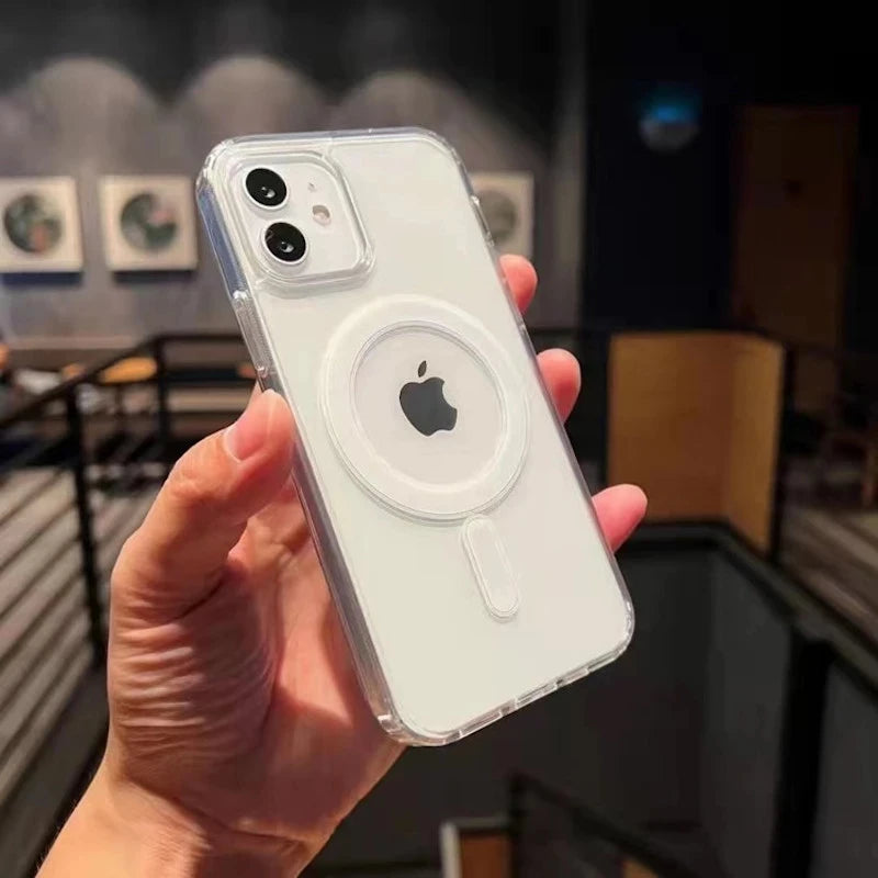 Funda Original Magnética de Cristal Duro para iPhone 7, 8 Plus, SE, X, XR, 11, 12, 13, 14, 15, 16 Pro Max, Compatible con MagSafe y Carga Inalámbrica