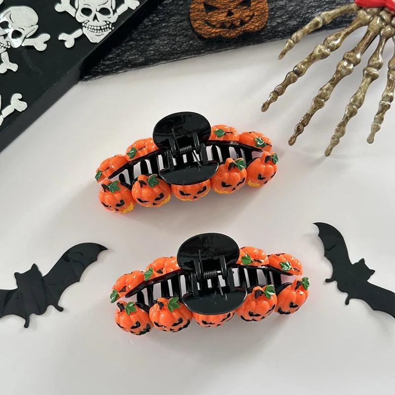 Divertida Pinza de Calabaza para el Cabello de Halloween 2025, Gran Clip para Recoger el Pelo en la Parte Trasera, Accesorio de Fiesta con Diseño Personalizado 🎃