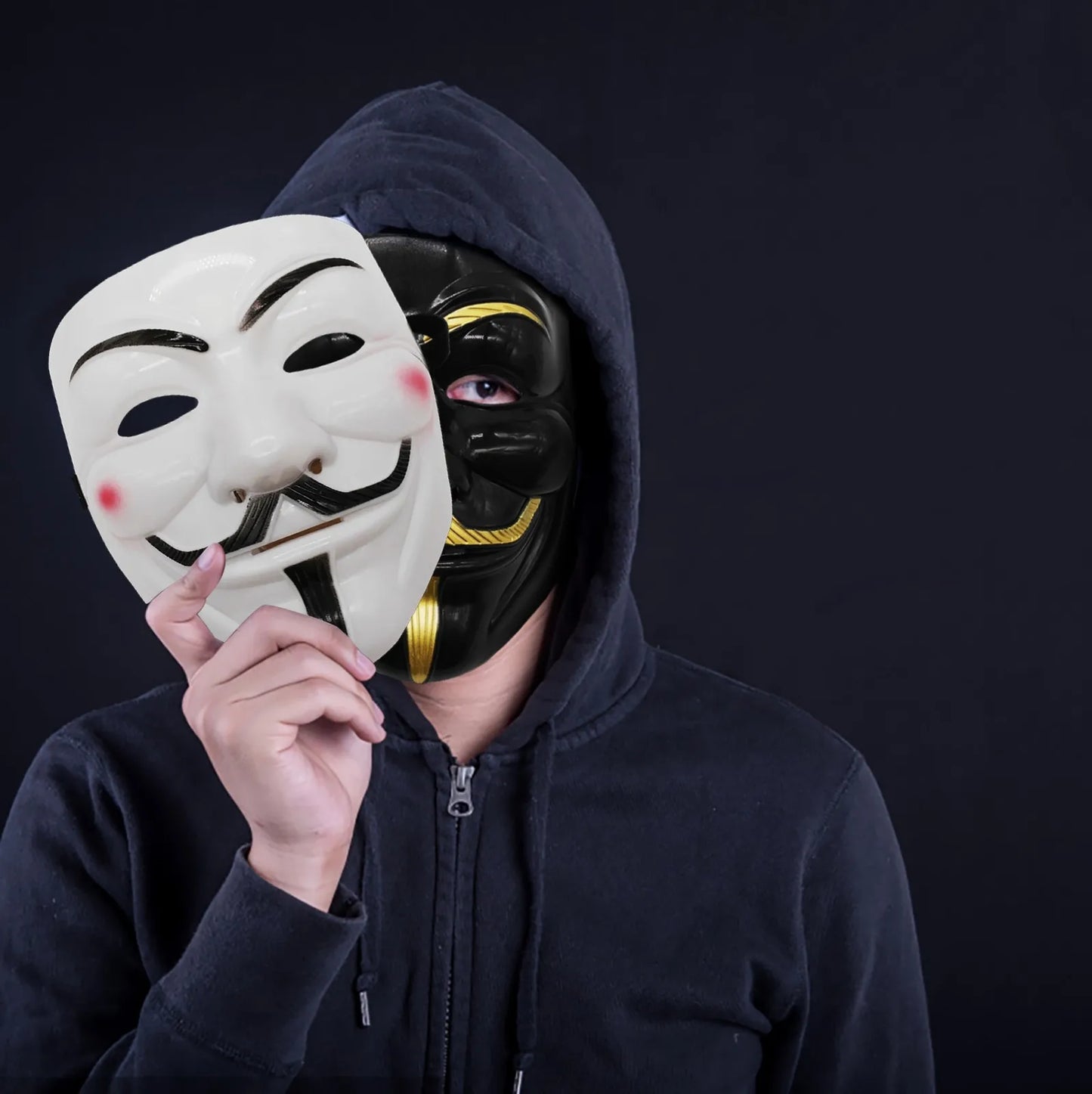 1 Pieza Máscara de Cara de Halloween Negra y Blanca “V de Vendetta”, Máscara de Hackers para Cosplay, Fiesta de Halloween, Máscaras DIY, Anime, Accesorio de Cabeza Anónimo