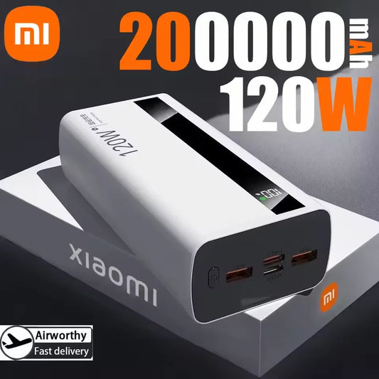 Xiiaomi Power Bank 200000mAh, Carga Súper Rápida 120W, Batería Externa de Gran Capacidad con Pantalla Digital, Cargador para todos los dispositivos