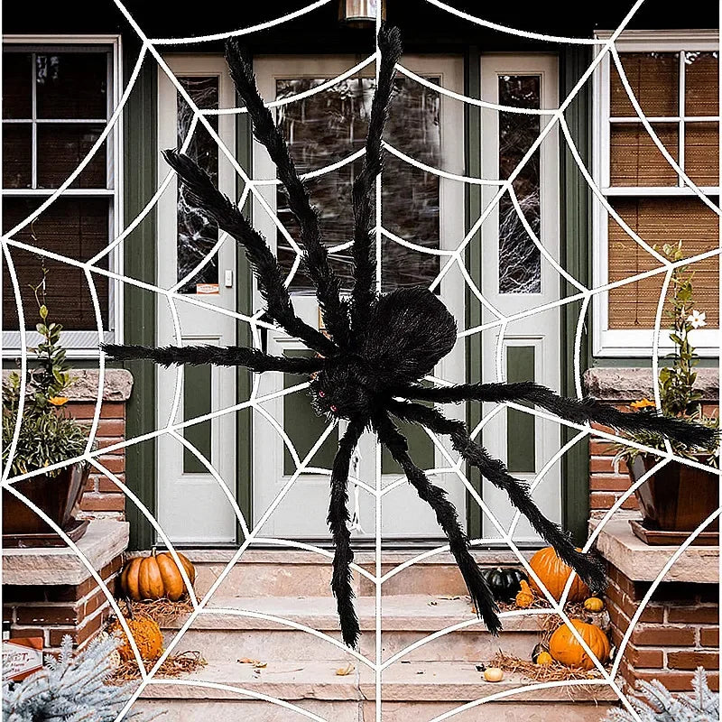 Decoración de Araña Negra Gigante para Halloween de 30cm/50cm/75cm/90cm/125cm/150cm/200cm, Accesorio para Casa Embrujada, Decoración Interior y Exterior