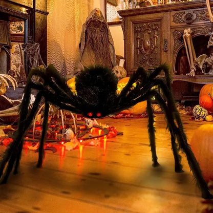 Decoración de Araña Negra Gigante para Halloween de 30cm/50cm/75cm/90cm/125cm/150cm/200cm, Accesorio para Casa Embrujada, Decoración Interior y Exterior