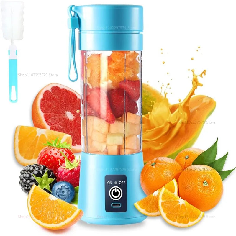 Licuadora Eléctrica Portátil 380ml – Mini Procesador de Alimentos y Mezclador de Frutas, Recargable por USB, Ideal para Smoothies, Viajes, Camping y Cocina