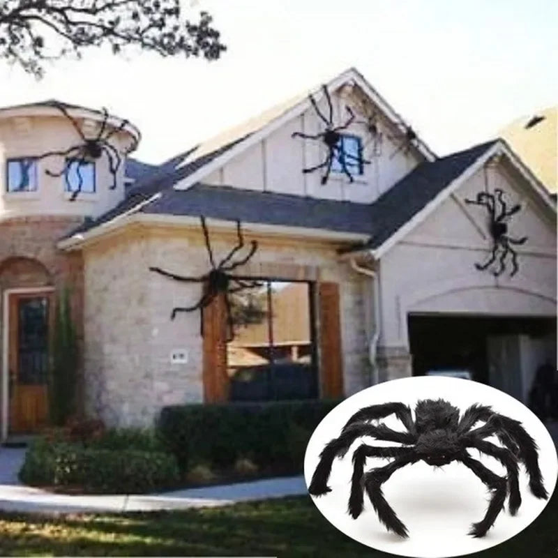 Decoración de Araña Negra Gigante para Halloween de 30cm/50cm/75cm/90cm/125cm/150cm/200cm, Accesorio para Casa Embrujada, Decoración Interior y Exterior