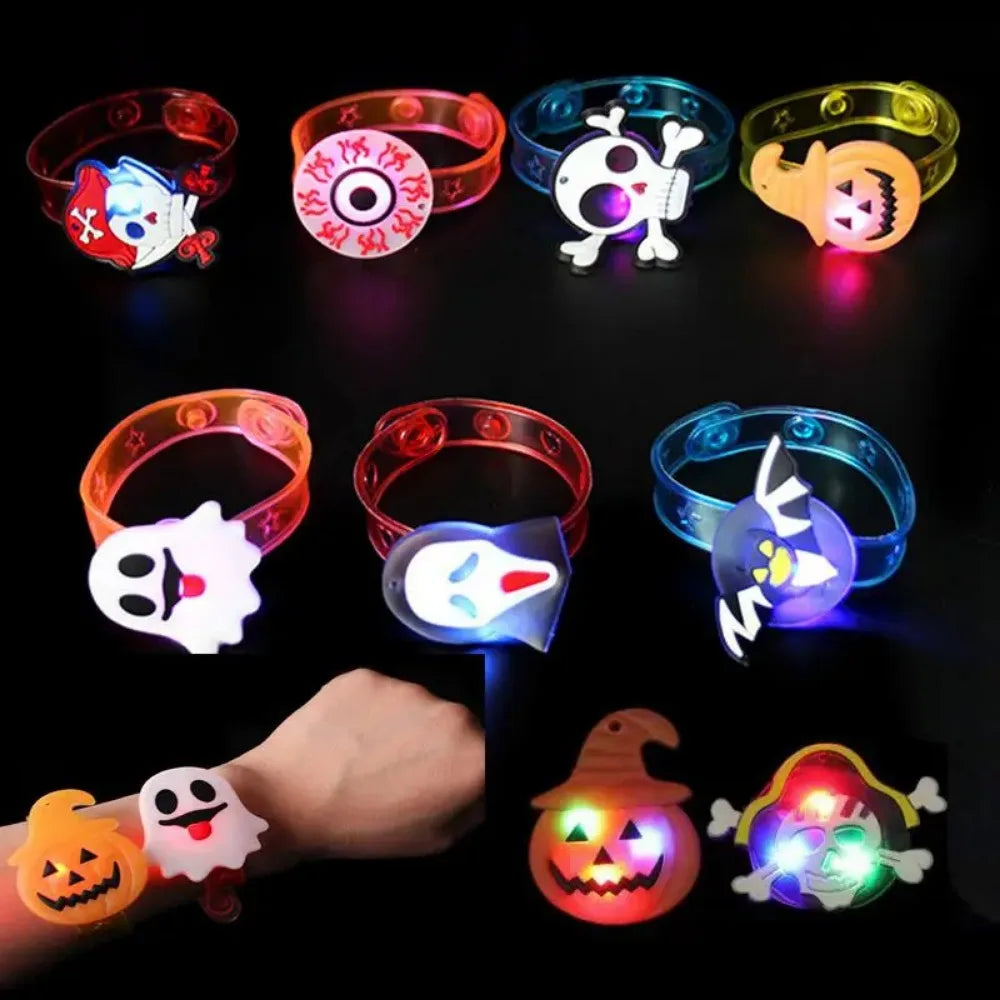 12-36 Piezas de Pulseras y Anillos Luminosos para Halloween, Juguetes para Niños, Accesorios de Fiesta, Decoración de Halloween, Regalos para Niños, Relleno para Piñatas