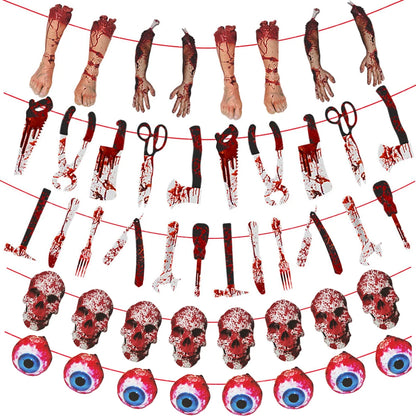 Banner de terror para Halloween, con Manos y Pies Sangrientos, Calaveras y Esqueletos, Adorno Colgante de Terror, Decoración de Halloween 2025