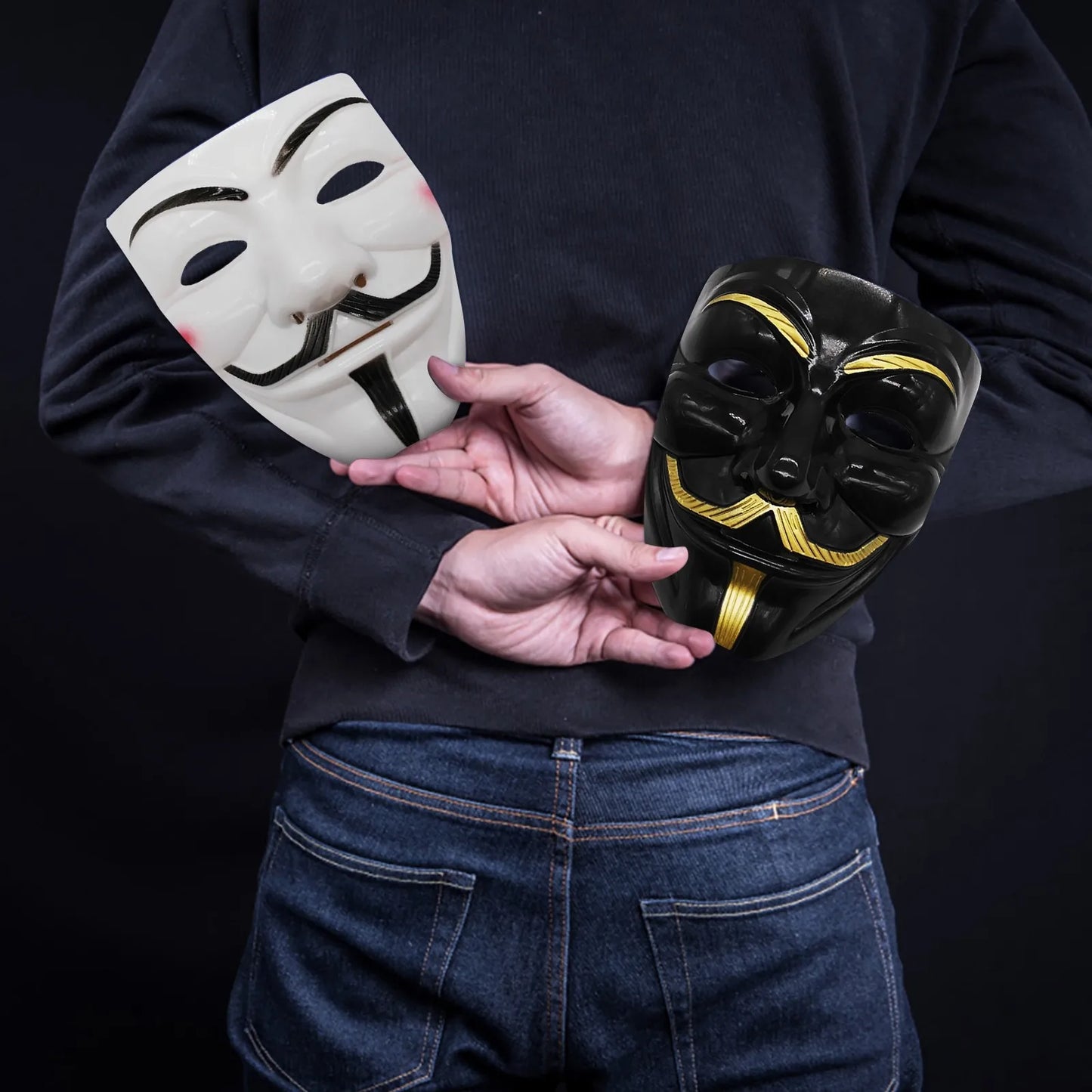 1 Pieza Máscara de Cara de Halloween Negra y Blanca “V de Vendetta”, Máscara de Hackers para Cosplay, Fiesta de Halloween, Máscaras DIY, Anime, Accesorio de Cabeza Anónimo