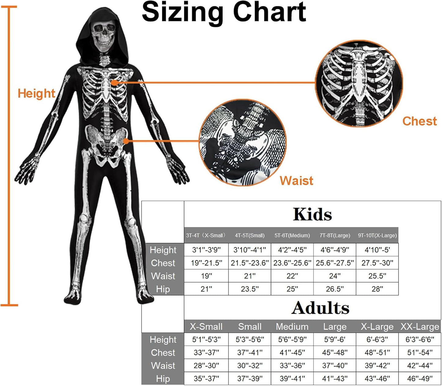 ' Unisex Jumpsuit - Scary Black and White Halloween Jumpsuit Costume Compatible for Cos like Skeleton