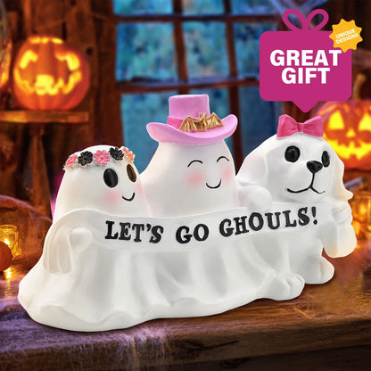 Halloween Ghost Decor, Resin Tabletop Halloween Indoor Decor, Pink Ghost Halloween Decor for Halloween Gift